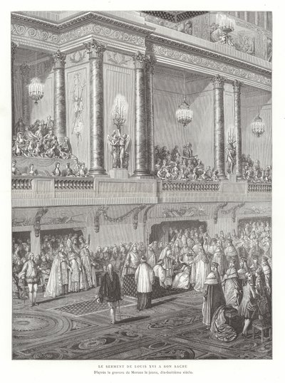 El juramento de coronación del rey Luis XVI de Francia, 1775 de Jean Michel the Younger Moreau